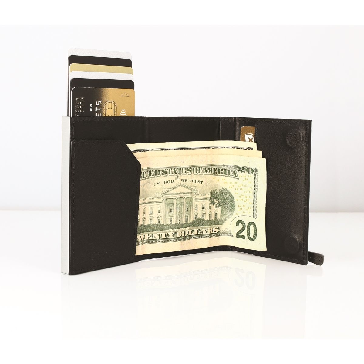 OGON Cascade Card Case Wallet With Zipper - Full Black